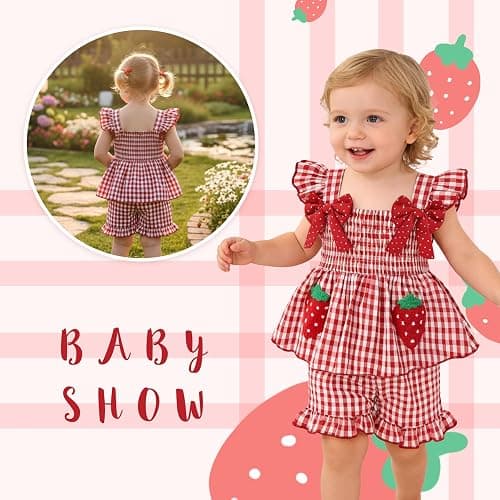 YOUNGER TREE Toddler Girl Clothes Baby Girls Ruffle Sleeveless Bowknot Dress Tops Shorts Set Cute Summer Kids Outfits thumbnail 2