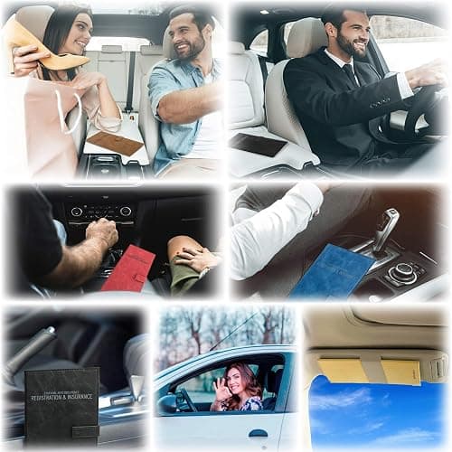 Auto Insurance and Registration Card Holder - Vehicle Glove Box Document Organizer - Car Essential Paperwork Holder for DMV, AAA, Contact Information Cards - Premium PU Leather Wallet Case - White thumbnail 9