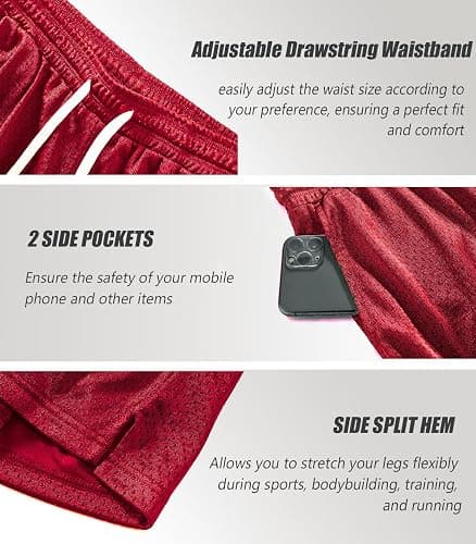 Waghaw Mens Mesh Shorts 6Inch/9Inch Inseam Mens Athletic Shorts Breathable Fabric for Gym and Workouts thumbnail 4