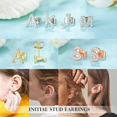 MONOOC Easter Gifts for Kids Toddlers Teens - Easter Basket Stuffers Hypoallergenic Earrings for Kids Girls Initial Earrings Personalized Birthday Gifts for Girls thumbnail 4