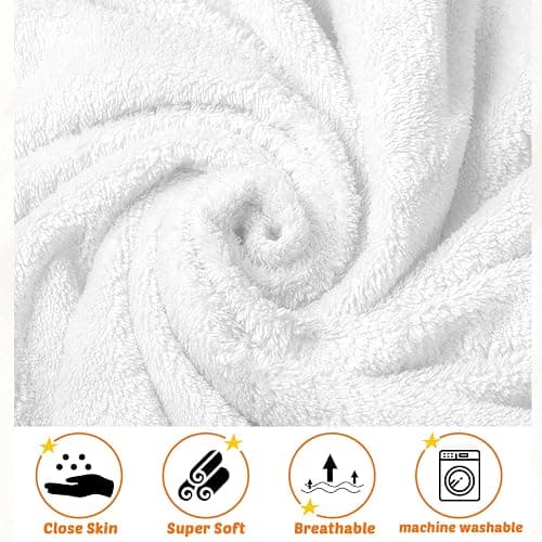 Reginary 4 Pack Baby Hooded Towels Coral Fleece Baby Bath Towels 30 x 30 Inch Soft Absorbent Hooded Bath Blanket for Newborn Toddler Infant Boy Girl Shower Gift Supplies (White) thumbnail 2
