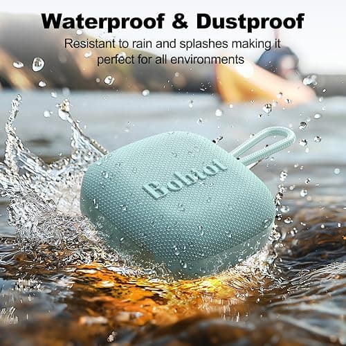 Bobtot Portable Bluetooth Speaker Wireless, IPX7 Small Shower Waterproof Speaker, 16H Playing Time, Loud and Stereo Sound with Bass, TWS Pairing for Camping, Travel, Cyan thumbnail 3