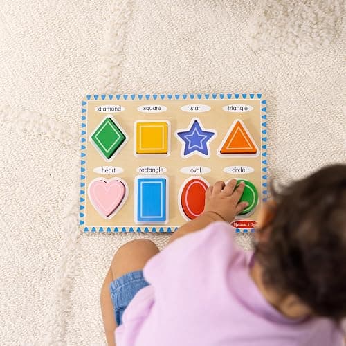 Melissa & Doug Shapes Wooden Chunky Puzzle (8 pcs) Color Matching Shape Sorter Toys for Toddlers Ages 2+ - FSC Certified thumbnail 2