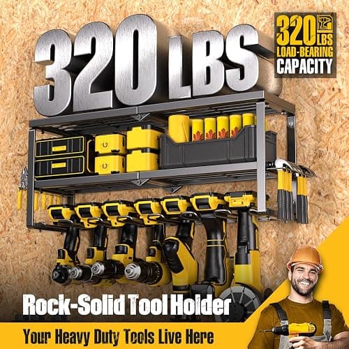 Spampur 320LB Heavy Duty Tool Organizer Wall Mount with Drill & Battery Holder, 15 Min Quick Assembly Garage Storage, Ultimate Christmas Gift for Men thumbnail 4
