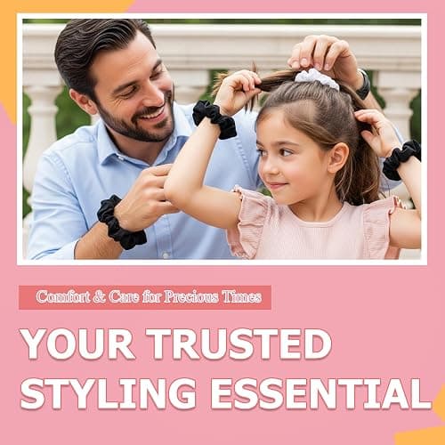 Scrunchies for Women, No Damage Hair Ties for Girls Day to Night Satin Scrunchies for All Hair TypesTextures Crease-Free – 5 Pack (3 Black + 2 White) thumbnail 4