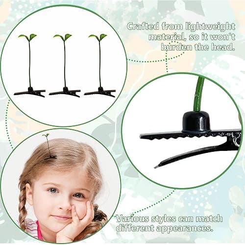 100PCS Bean Sprout Hair Clips – Cute Green Sprout Hairpins, Funny Plant Hair Accessories for Women, Girls & Kids, Adorable Headwear for Party, Festival & Everyday Wear thumbnail 3