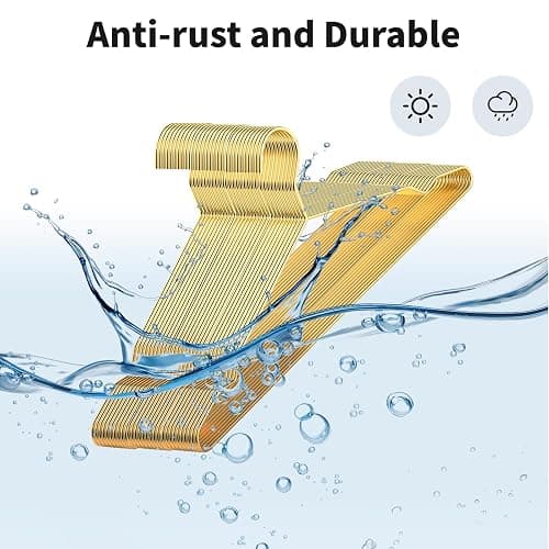 SPECILITE Metal Wire Clothes Hangers Bulk 30 Pack with Notches for Standard Size Coats, Shirts, Suits, Pants, Heavy Duty, Space-Saving, Gold thumbnail 4