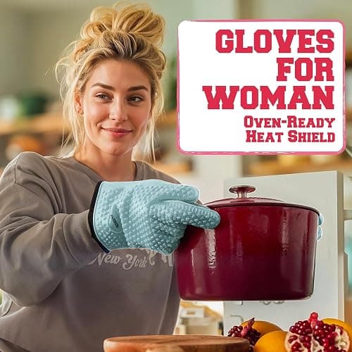 KITCHEN PERFECTION Silicone Smoker Oven Gloves For Women -Extreme Heat Resistant BBQ Gloves -Handle Hot Food Right on Your Smoker Grill Fryer|Waterproof Oven Mitts Grill Gloves |Superior Set+3 Bonuses thumbnail 2