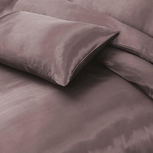 Hadi London Satin Silk 6 Piece Complete Bedding Set with Silky Deep Fitted Sheet Reversible Duvet Cover Comforter & 4 Pillowcases for Single Double King Super King Size Bed (Blush-Pink, Single) thumbnail 3