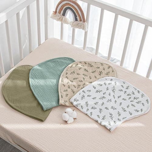 lulumoon Muslin Burp Cloths Babies: 100% Soft Cotton Large Burping Cloths - Neutral Baby Burp Rags for Boys and Girls - Absorbent Burp Cloth for Spit-Ups 4 Pack thumbnail 8