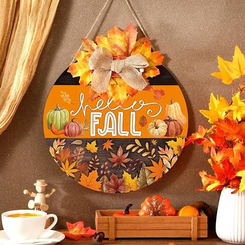 Vicenpal Interchangeable Welcome Sign for Front Door with 17 Magnetic Icons, Wooden Seasonal Front Porch Door Decor with 4 Seasonal Wreaths and 17 Changeable Icons for Holiday Party(Black) thumbnail 6
