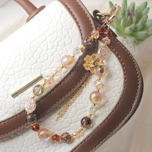 ANROFA Beaded Phone Wrist Strap,Crystal Keychain Wristlet,Camera Strap Wrist,Cute Phone Chain Wristlet Purse Bag Charms thumbnail 6