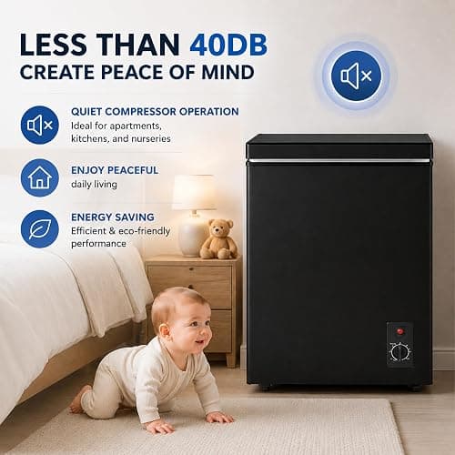 3.5 Cu.Ft Chest Freezer, Small Deep Freezer with 7 Adjustable Thermostat, Low Noise & Energy Saving Compact Mini Freezer with Removable Basket for Home, Garage, Basement, Apartment, Dorm thumbnail 7