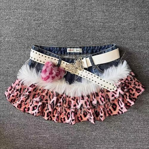 Gyaru Mcbling Leopard Skirts Harajuku Alt Y2K Coquette Shoujo Girl Clothes 2000s Jfashion Scenecore Jojifuku thumbnail 5
