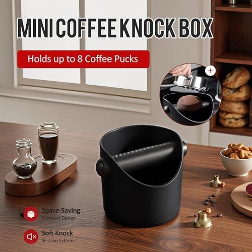 Li&Zhao Espresso Knock Box - Premium Knock Box for Espresso Machines with Non-Slip Base, Includes Brush and Dust Blower, Knock Box Espresso Accessory for Home, Suitable for 51-53mm Knock Box(Black) thumbnail 2
