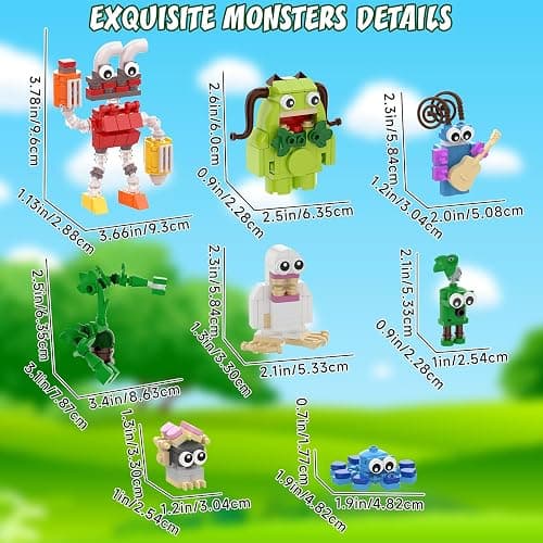 8-in-1 Sing Monsters Toe Jammer, Nogggin,Furcorn,Entbrat,Bowgart,Potbelly,Mammott Building Toy Set for Kids, Boys, Girls 6+ Years Old; Cute Monster Animal Figure Model Toy for Fans Friends (281Pcs) thumbnail 3