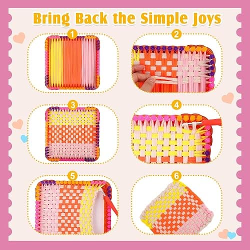 Weaving Loom Kit for Kids Ages 8-12, DIY Arts and Crafts Loom Knitting Projects Set, Ideas Birthday Gifts for Girls Toys, Crochet Kit for Beginners Potholder Tools Creative Supplies With Elastic Cord thumbnail 4