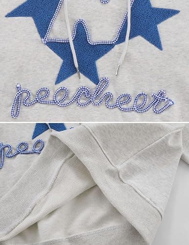 Vamtac Embroidered Star Graphic Hoodie Unisex Y2k Oversized Long Sleeve Pullover 2025 Trendy Tops thumbnail 3