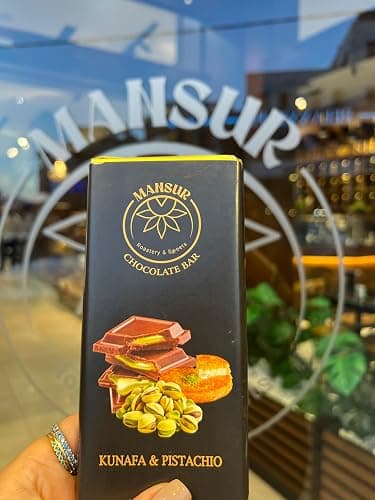 Viral DUBAI Chocolate | Large Size 6.7 oz (190g), Milk Chocolate Bar, Pistachio Knafeh Flavor by MANSUR Est. 1891 | Ideal for Christmas, Birthdays, Easter, Anniversaries, Thanksgiving & Special Treats thumbnail 4