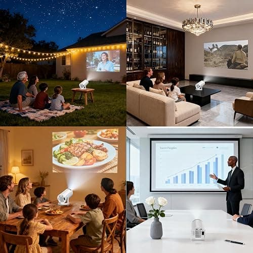 WellSonic Mini Portable Projector Support 4K, 200 Ansi Outdoor & Home Movie Projector with WIFI and Bluetooth, Automatic Keystone Correction, 180°Rotatable, Compatible with HDMI USB PC Laptop thumbnail 9