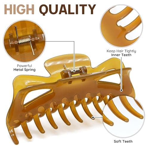Extra Large Claw Clips for Thick Hair and Long Hair, 2 Pack XXl Jumbo Claw clips, Oversized Matte Non-slip Butterfly Hair Clips for Women, Big Strong Hold Jaw Clip, Black and Brown thumbnail 4