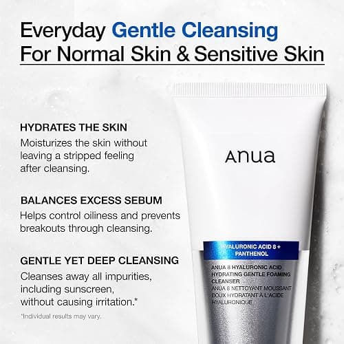 ANUA Gentle Foaming Cleanser 5.07 fl oz (150ml) - with Hyaluronic Acid, Glycerin, Zinc, and Panthenol, Korean Face Wash for Dry Skin, Ideal for Double Cleansing thumbnail 3