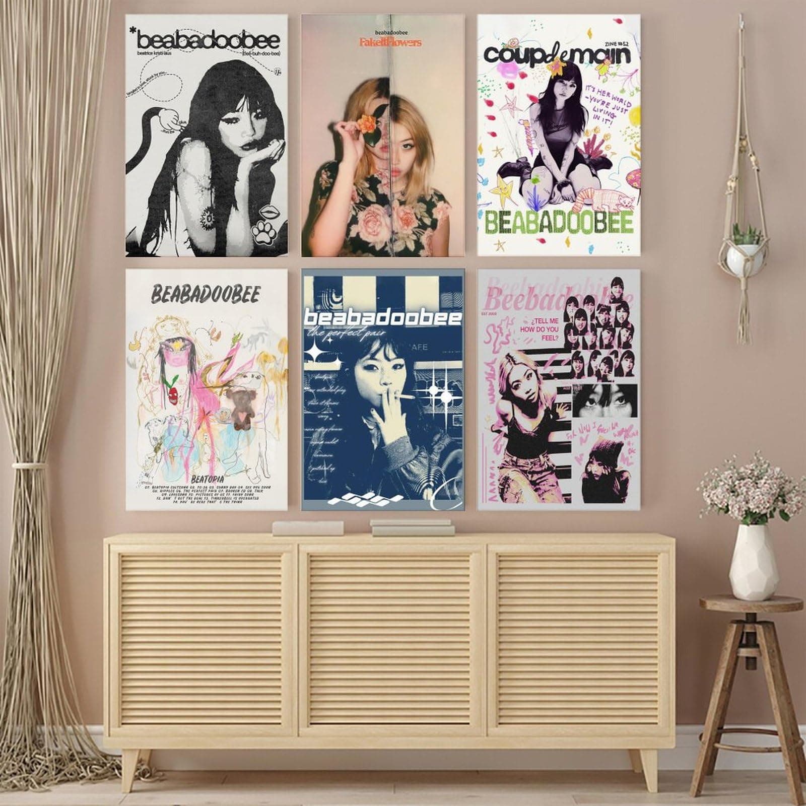 Beabadoobee Poster Music Atr Vintage Singer Poster A Set of 6 Canvas Posters Room Aesthetic Festival Family Bedroom Decor Wall Art Home12x18inch(30x45cm) Style thumbnail 3
