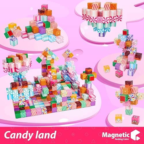 SILYMOLY Magnetic Blocks Candy Land Edition, Magnetic Tiles Building Blocks Boys & Girls Toys Age 3-5 4-8 5-7 Sensory Gift for Kids，Magnets Cubes，Upgraded STEM Gift 1.2 Inches thumbnail 5