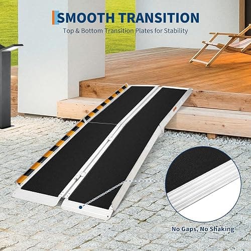 Aluminum Portable Wheelchair Ramp Folding Ramp w/Non-Slip Surface, Threshold for Home Steps, Scooter for Car, Doorways, Curbs & Stairs, 600 Lbs Capacity thumbnail 6