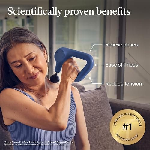 TheraGun Therabody Relief Handheld Percussion Massage Gun - Easy-to-Use, Comfortable & Light Personal Massager for Every Day Pain Relief Massage Therapy in Neck, Back, Leg, Shoulder and Body (Navy) thumbnail 2