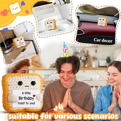 A little Birthday Toast to you - Funny Happy Birthday Gifts for Women, Men, Mom, Dad, Girls, Boys - Unique Crochet Toast Gift Card - Cute Keepsake & Desk Decor Alternative for Her, Him, Best Friend thumbnail 9