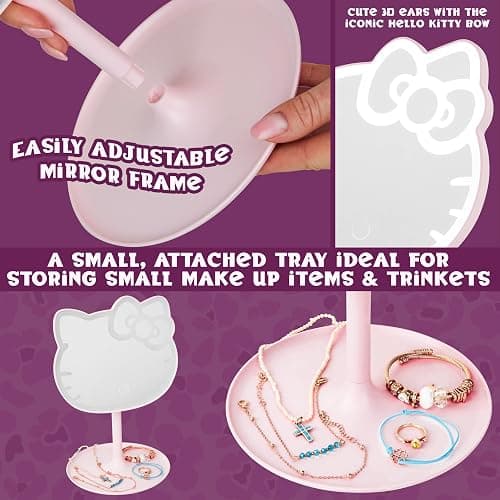 Get Trend Hello Kitty Sanrio LED Vanity Mirror with Lights for Women, Teens, Light Up Makeup Mirror for Desk, Room Decor, Kawaii Gifts for Women (Pink/Hello Kitty) thumbnail 5