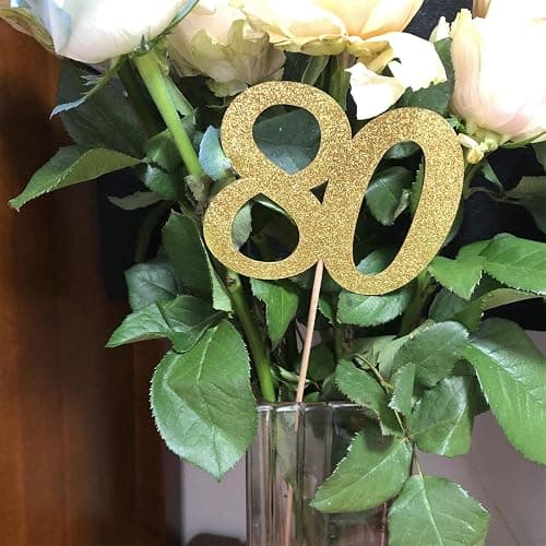 10Pcs Gold 80th Birthday & Anniversary Centerpiece Sticks, Pre-Assembled | Pre-assembled double-sided sticks for vases, party tables, vases, cakes, dessert tables and party displays thumbnail 9