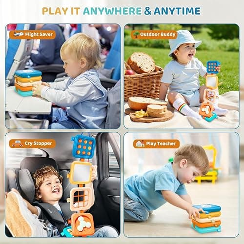 Montessori Toys for Baby 6-12 Months: Sensory Activity Cube with Fine Motor Skills - Travel Busy Board Busy Cube Gifts for 1 Year Old Boy Girl thumbnail 7