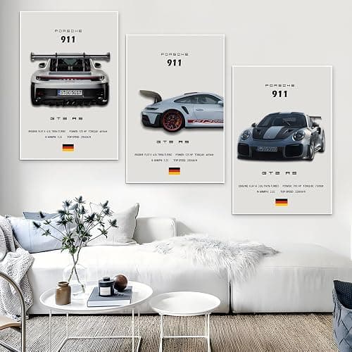 VejiA Car Poster Canvas Wall Art 911 GT Turbo Posters For Men Bedroom Aesthetics Decor (16x24, Unframed 2) thumbnail 7
