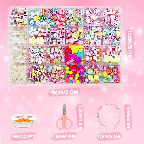 Amteker Geschenke für Mädchen, Perlen für Auffädeln DIY 24 Farben, Bastelset Kinder ab 4 6 Jahre, Armbänder Selber Machen, Basteln Mädchen Einhorn Geschenk 4-6-8 Jahre, Ostergeschenke Kinder Teenager thumbnail 2