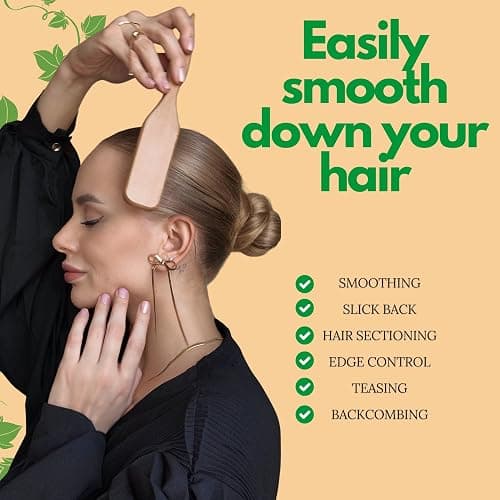 GranNaturals Boar Bristle Slick Back Hair Brush for Sleek Ponytail Bun & Smoothing Baby Hairs, Flyaways, Edge Control - Backcombing & Teasing Hairbrush with Wide Rat Tail for Sectioning & Parting thumbnail 3