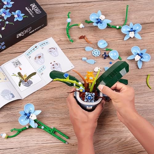 Ideas Blue Orchid Ideas Flowers Building Block Set，DIY Home Decoration Kit for Adults，Compatible with Lego Flowers Home Decor Gift for Mother's Day, Valentine Day, Birthday, Christmas Day - 567PCS thumbnail 5