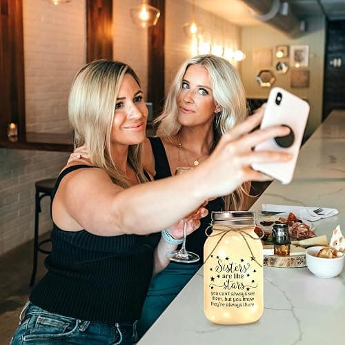 Birthday Gifts for Sister from Sisters - 30 oz Large Mason Jar Night Light | Meaningful Sister Gifts, Unique Sisters Birthday Gift for Women, Christmas Sister Gift from Brother thumbnail 7