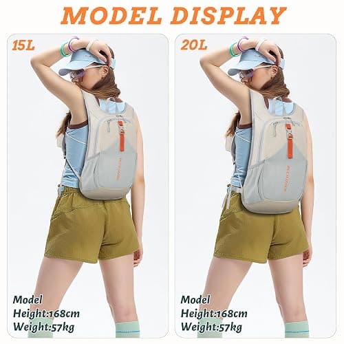 BECOJADDE 15L Small Hiking Backpack for Men Women Foldable Packable Back Pack Ultralight Hiking Daypack for Travel Camping Outdoor, Beige thumbnail 5