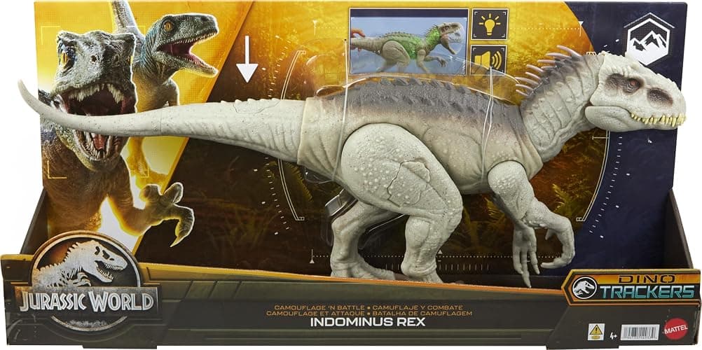 Mattel Jurassic World Indominus Rex Dinosaur Toy with Lights, Sounds & Motion, Camouflage 'n Battle I-Rex, 21 Inches Long with Digital Play thumbnail 6