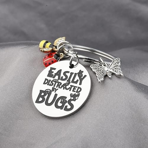 KUIYAI Entomology Gift Future Entomologist Gift Insect Collector Gift Easily Distracted By Bugs Keychain For Nature Lovers thumbnail 4