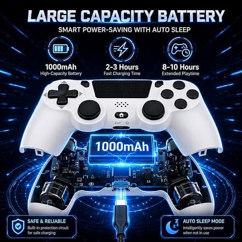 BJXOZ Wireless Controller for PS4 Controller, with USB-C Port | Dual Vibration, Speaker, Six-axis Gyroscope Sensor, Touchpad, 3.5mm Audio jack, Compatible with PS4/Slim/Pro/PC thumbnail 4