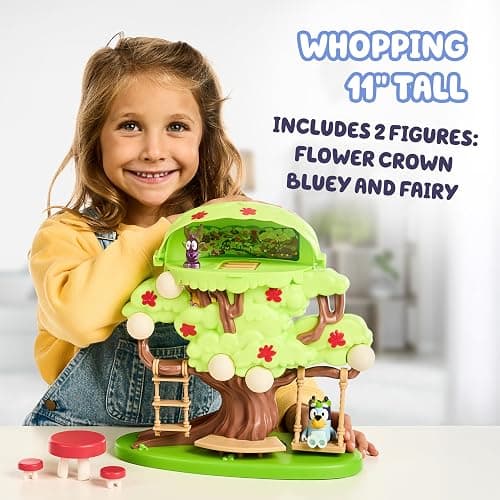 Bluey 2-Sided Treehouse Playset, 11”, Action-Packed Tree Toys Set with 4 Accessories and 2.5” Articulated Figure, Animal Toys for Kids Ages 3+ thumbnail 6