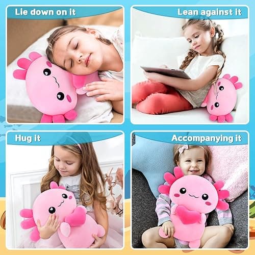 Achwishap Axolotl Plush,Axolotl Stuffed Animal Plush Toys,14” Salamander Plushies,Cute Plushies Soft Newt Plushy Kawaii Plushies Huggging Pillow,Cuddly Animal Body Pillow for Birthday(Pink) thumbnail 5