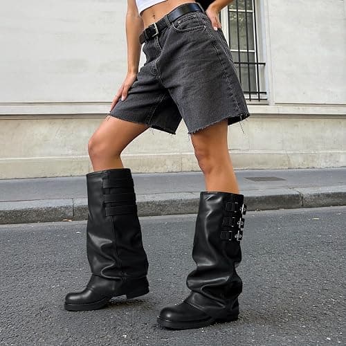 DREAM PAIRS Fold-over Knee High Fashion Boots for Women | Adjustable Buckle,Low Chunky Heel,Comfort Slouchy Boots,Festival Party Going Out Looks,Long Tall Fashion Casual Boots thumbnail 3