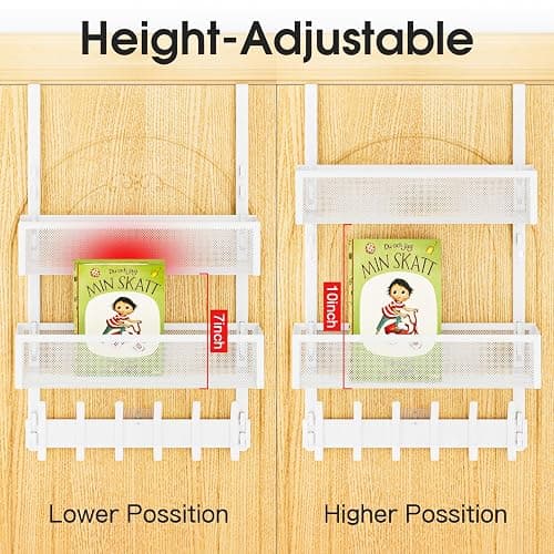 Aimeaihe Over the Door Hooks Organizer,Door Hanger Fits Doors 1 3/4" White | 12 Coat Hooks and 2 Mesh Basket,Space-Saving,Back Storage Organizer,Over The Door Towel Rack,for Bathroom,Bedroom,Kitchen thumbnail 5