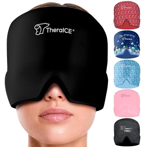 TheraICE Migraine Relief Cap, Headache Hat Ice Pack Mask, Cooling Head Wrap | Soothing Cold Compress Gel for Sinus Tension, Stress, Hangover and Puffy Eyes, a Great Birthday Gift for Mom or Her - Image 1
