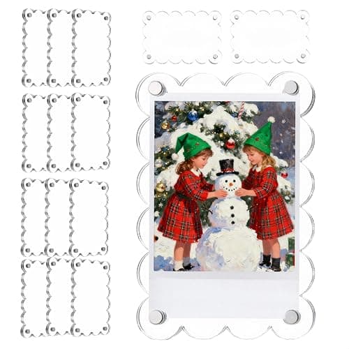 NEUREGY 15 Pack 2.36 x 3.54 Inch Acrylic Fridge Magnetic Frame Scalloped, Double Sided Polaroid Frame, Refrigerator Magnet Picture Frame for Fujifilm Instax Mini - Image 1