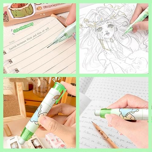 Mangpung Cute Green Dinosaur Mechanical Pencil Set Include 8Pcs Kawaii Mechanical Pencils,2 Tubes Mechanical Pencil Lead Refills,2Pcs Dinosaur Erasers,for Office School Supplies thumbnail 6